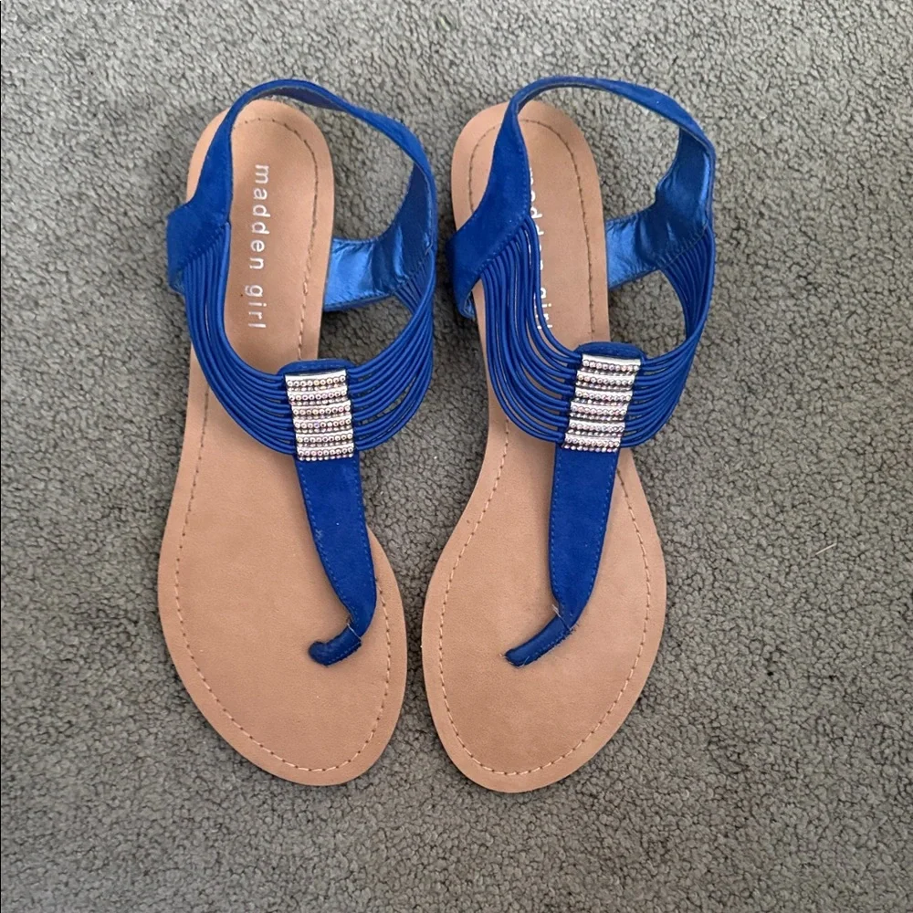 Madden Girl Royal Blue Sandals with Rhinestone Accent - Picture 1 of 5
